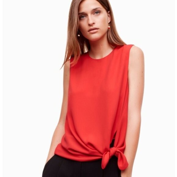 3/$15   Aritzia Babaton Hopkins Textured Blouse in Red - Picture 1 of 9
